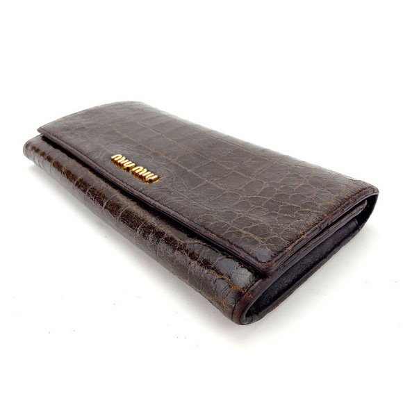 Miu Miu Long Wallet Long Wallet Crocodile Brown Long Wallet T14045 - Picture 3 of 7